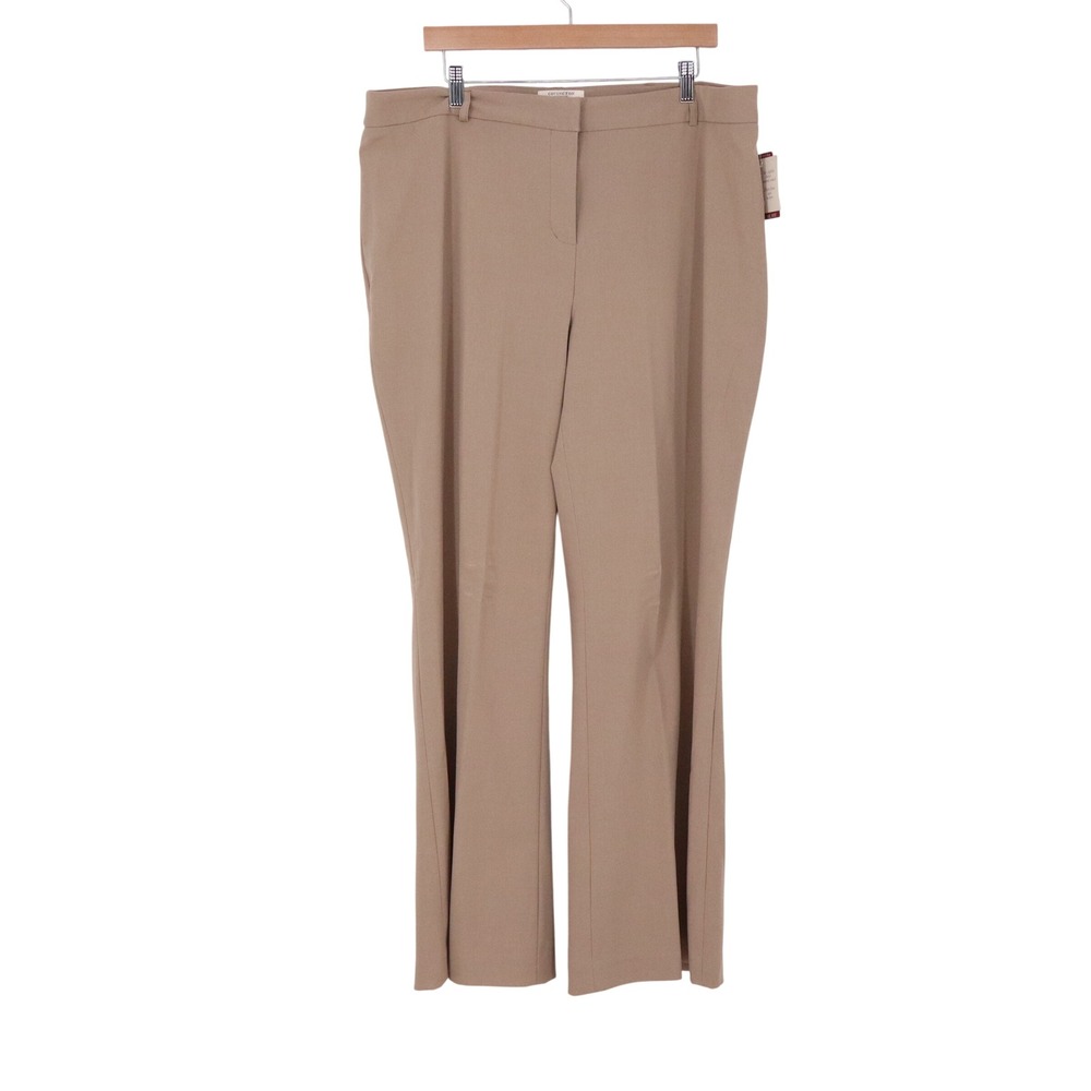 Covington Flare Pant Womens 18W Signature Fit Tan Stretch Trousers NEW